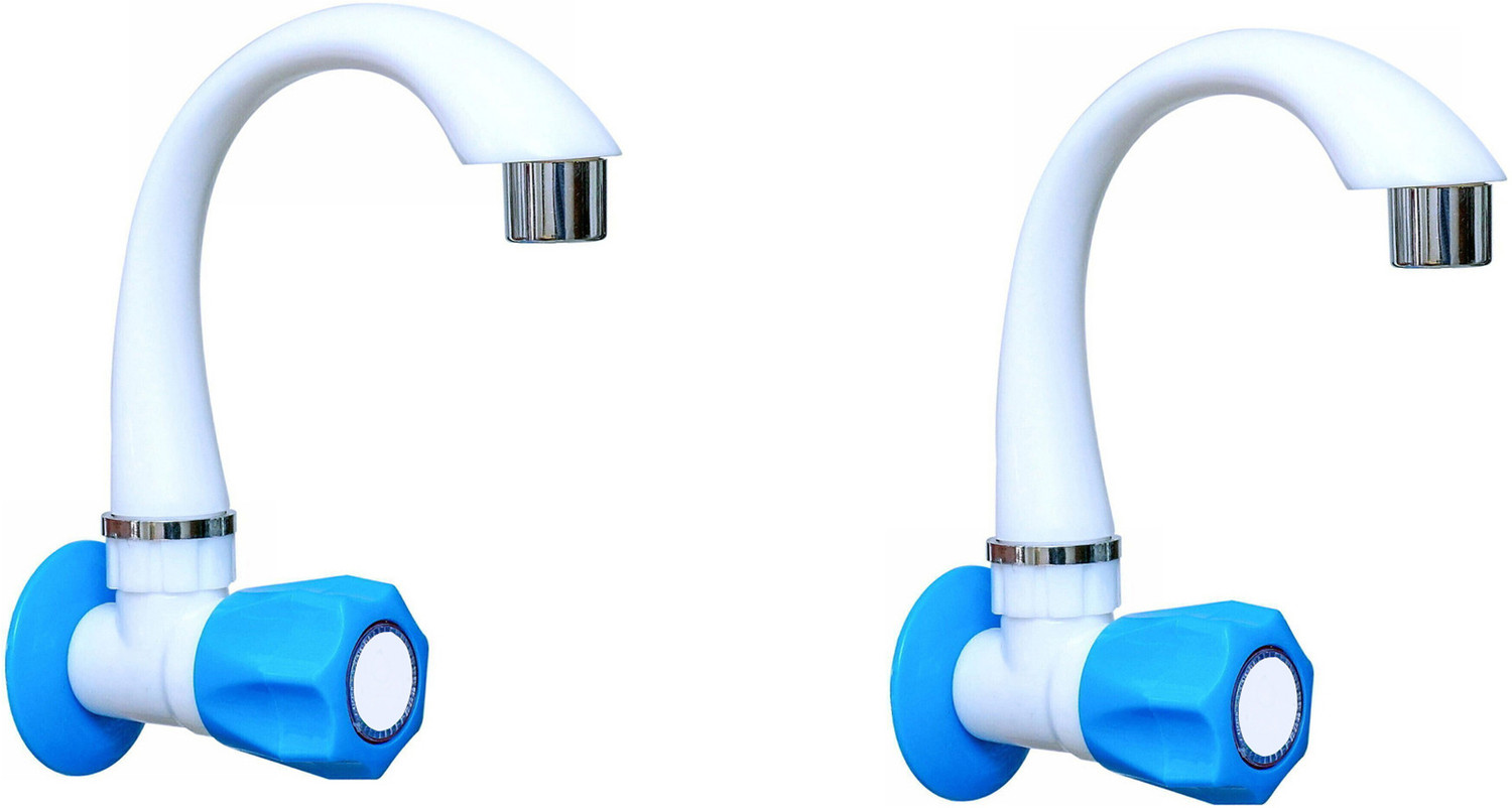 Image of Bromo Pvc Sink taps for kitchen PACK OF 2 sink cock pvc , pvc tap Kitchen Mixer Faucet for Kitchen (wall mount , white) Kitchen Mixer Faucet (Wall Mount Installation Type)