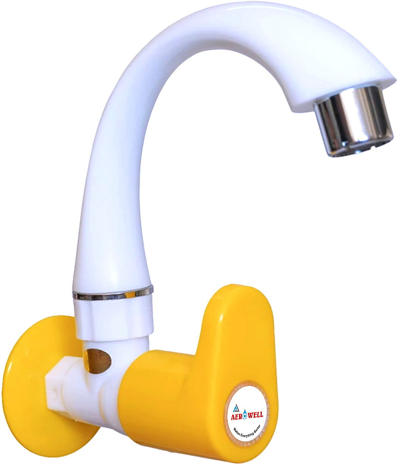 Image of Bromo Pvc Sink taps for kitchen PACK OF 2 sink cock pvc , pvc tap Kitchen Mixer Faucet for Kitchen (wall mount , white) Kitchen Mixer Faucet (Wall Mount Installation Type)
