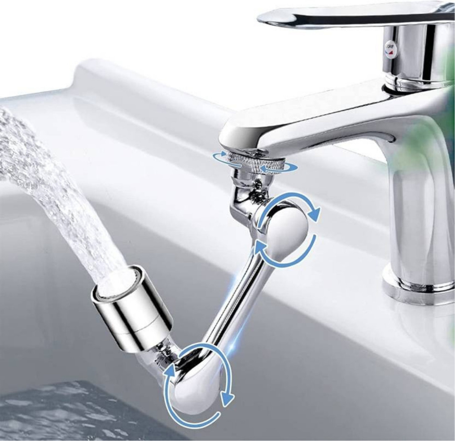 Image of KYORSI Stainless Steel 1080 Two Gear Extension Faucet Aerator Universal Rotating Faucet Function Diverter (Push On)