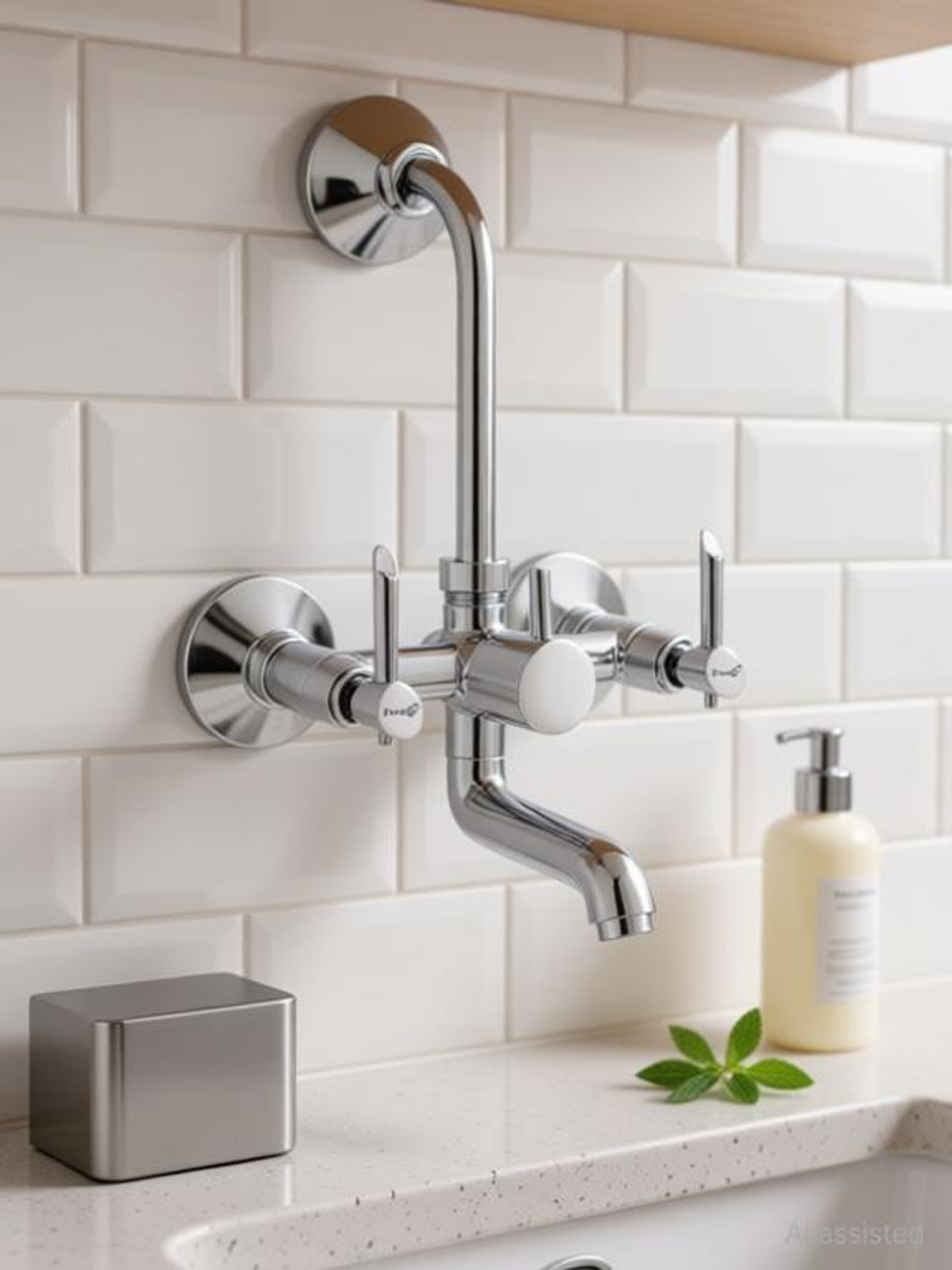 Image of Prestige Step Wall Mixer 3-in-1 | Wall Mounted Bathroom Mixer with L Band Step Wall Mixer 3-in-1 Wall Mixer Faucet (Wall Mount Installation Type)