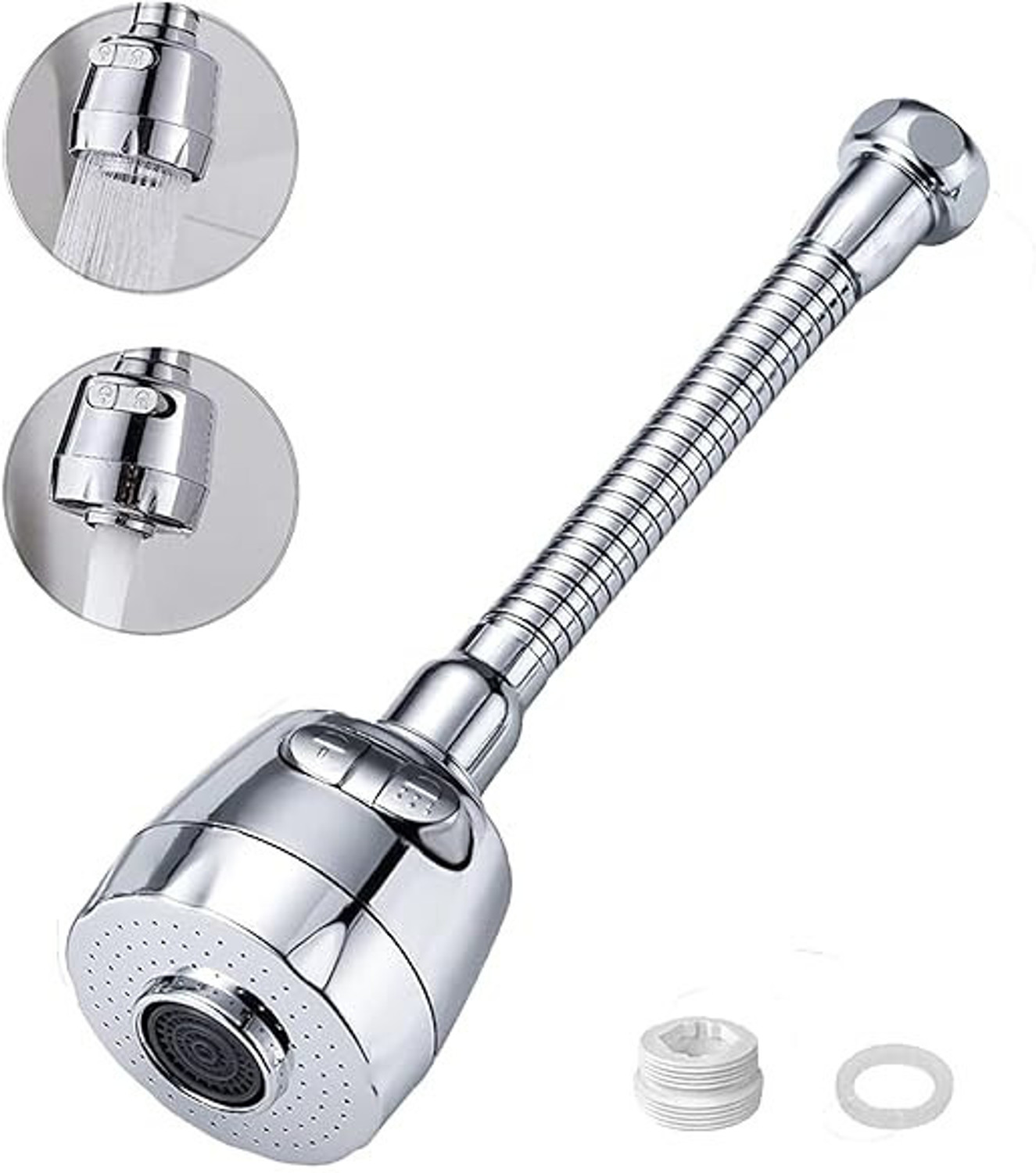 Image of PIXAFLO Universal Tap Extender for Kitchen Sink 3-Function Pull Down Faucet Head Tap Extender for Kitchen Sink, Flexible Faucet with Tap Extension Aerator Foam Flow Faucet (Spout Installation Type)