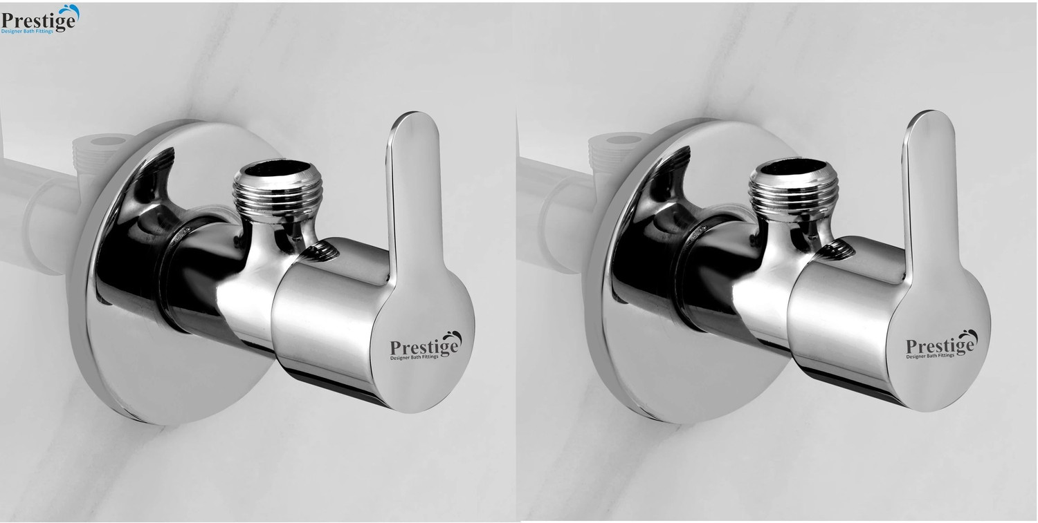 Image of Prestige . Chrome Plated Stainless Steel Turbo Angel Valve Set of -4 Angle Cock Faucet (Wall Mount Installation Type)