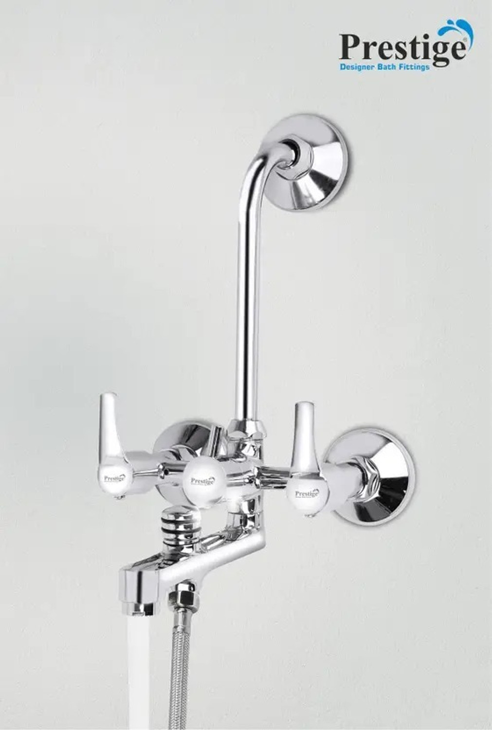 Image of Prestige Step Wall Mixer 3-in-1 | Wall Mounted Bathroom Mixer with L Band Step Wall Mixer 3-in-1 Wall Mixer Faucet (Wall Mount Installation Type)