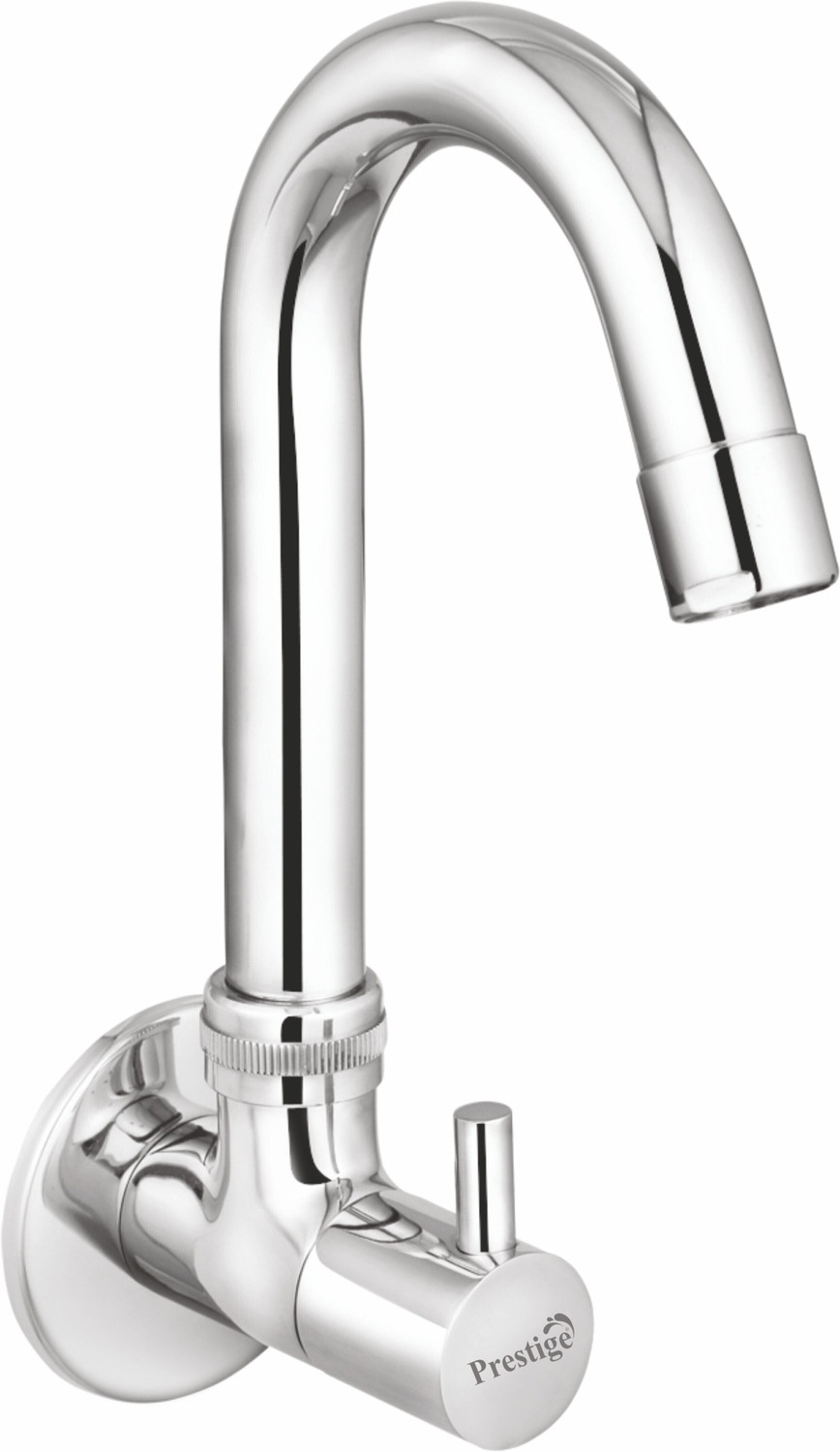 Image of Prestige Brass Max Bib Cock 2Way Silver Steel Brass Max Bib Cock 2Way Silver Bib Tap Faucet (Wall Mount Installation Type)