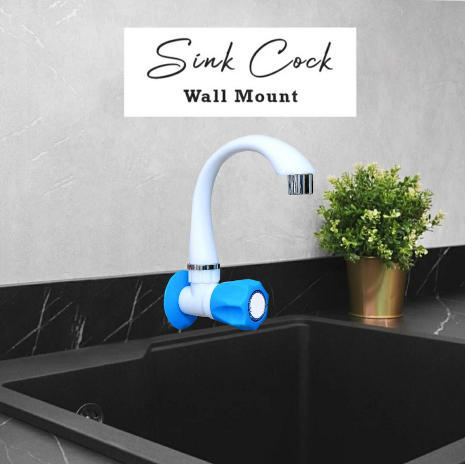 Image of Bromo Pvc Sink taps for kitchen PACK OF 2 sink cock pvc , pvc tap Kitchen Mixer Faucet for Kitchen (wall mount , white) Kitchen Mixer Faucet (Wall Mount Installation Type)