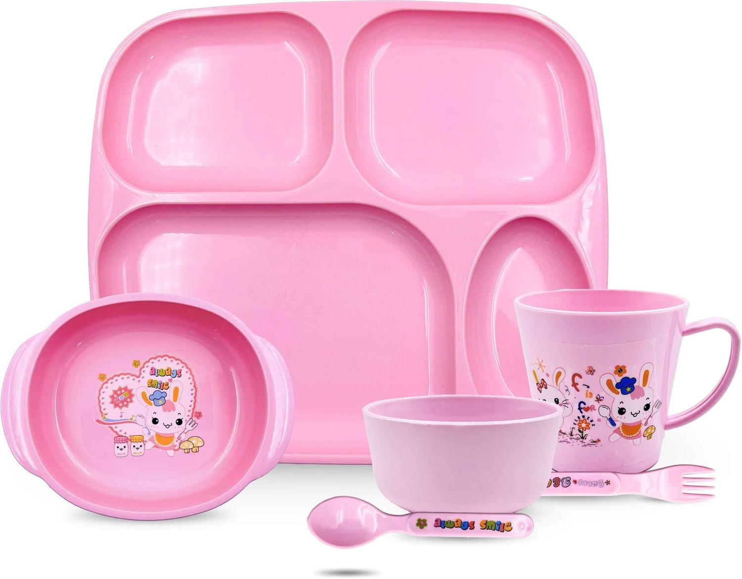 Image of Smiley mia Baby combo set for teething, feeding & Soothing product for daily need - Plastic (Multicolor)