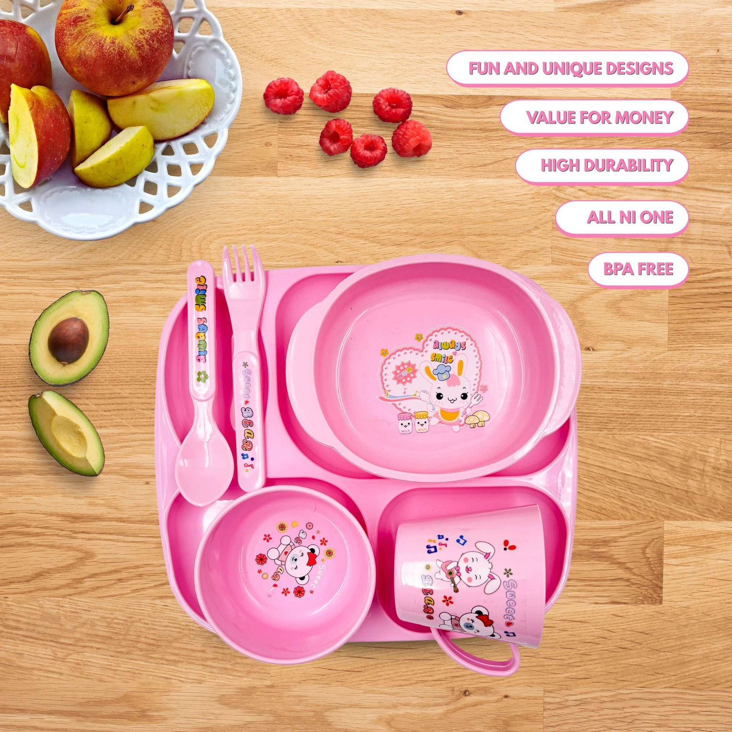 Image of Smiley mia Baby combo set for teething, feeding & Soothing product for daily need - Plastic (Multicolor)