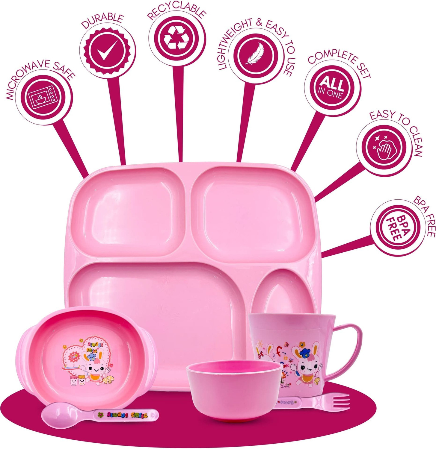Image of Smiley mia Baby combo set for teething, feeding & Soothing product for daily need - Plastic (Multicolor)