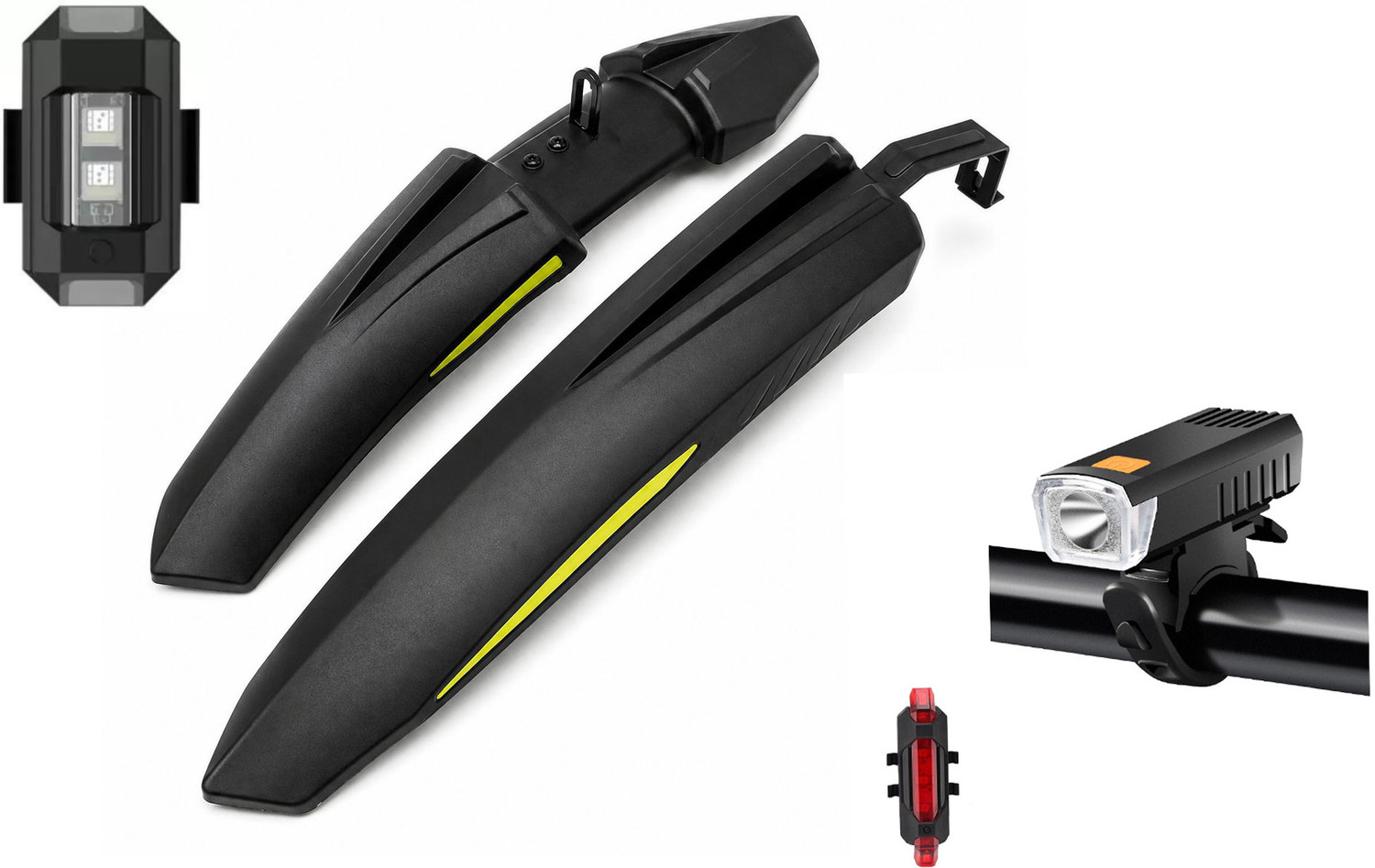 Image of SHIVEXIM Bicycle Dual Tone Front & Rear Mudguard Clip-on Front & Rear Fender Full Length Front & Rear Fender (Black, Red)