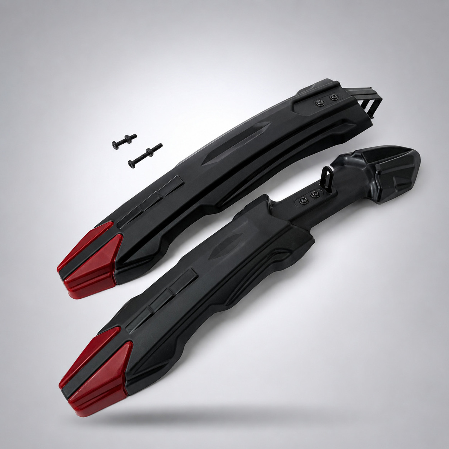 Image of SHIVEXIM Bicycle Dual Tone Front & Rear Mudguard Clip-on Front & Rear Fender Full Length Front & Rear Fender (Black, Red)
