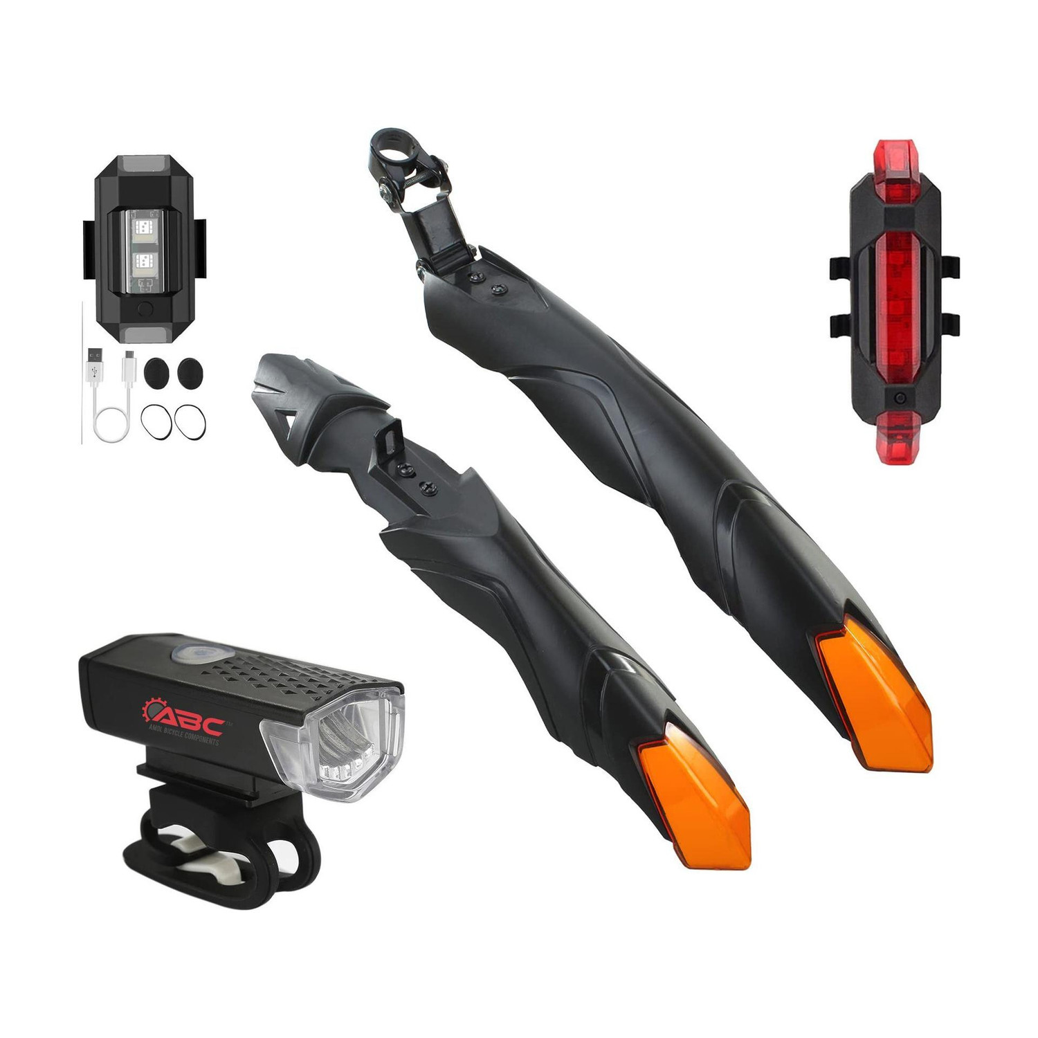 Image of SHIVEXIM Bicycle Dual Tone Front & Rear Mudguard Clip-on Front & Rear Fender Full Length Front & Rear Fender (Black, Red)