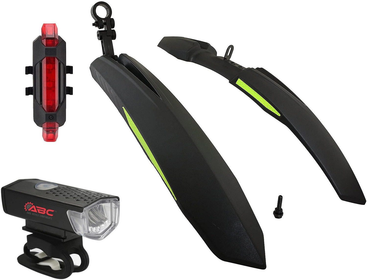 Image of SHIVEXIM Bicycle Dual Tone Front & Rear Mudguard Clip-on Front & Rear Fender Full Length Front & Rear Fender (Black, Red)