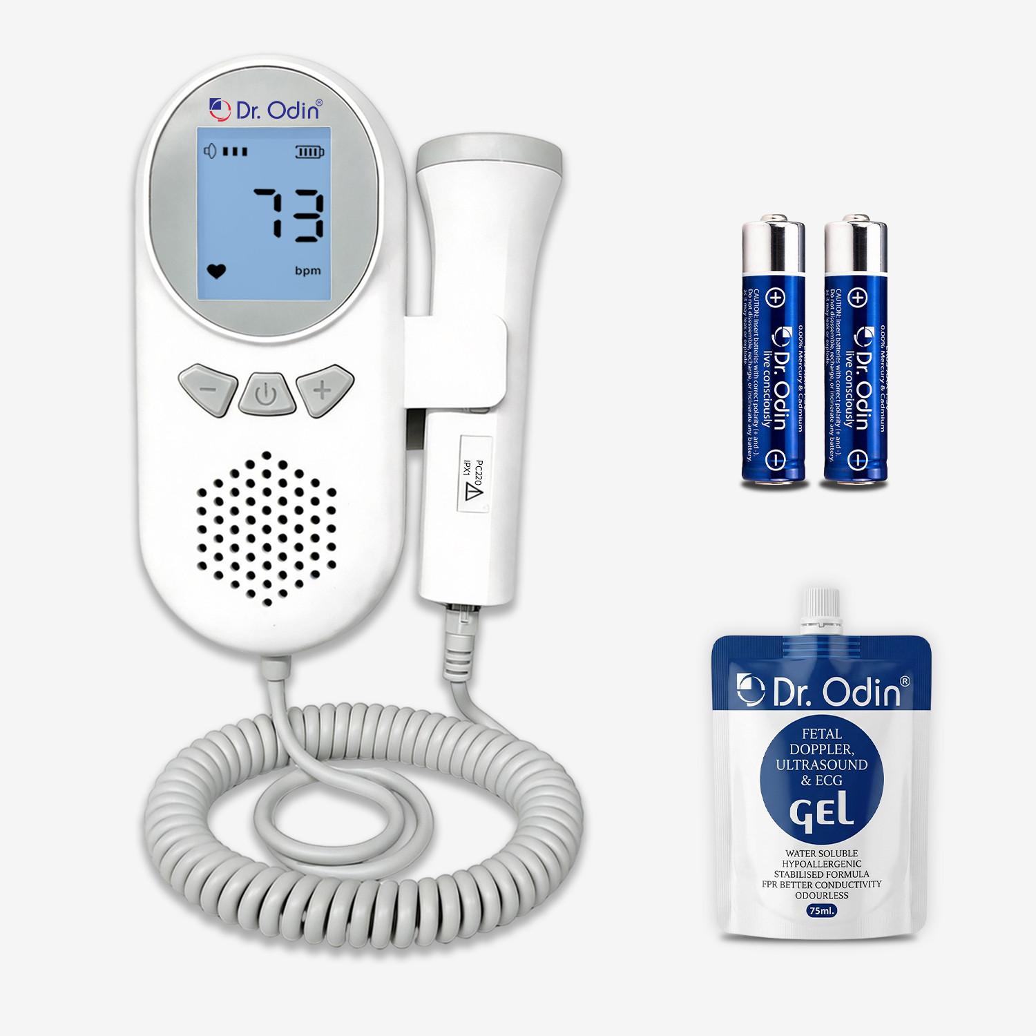 Image of PLEXAL Portable Fetal Doppler Baby Heartbeat Monitor LCD Display Pregnancy Care White Fetal Doppler