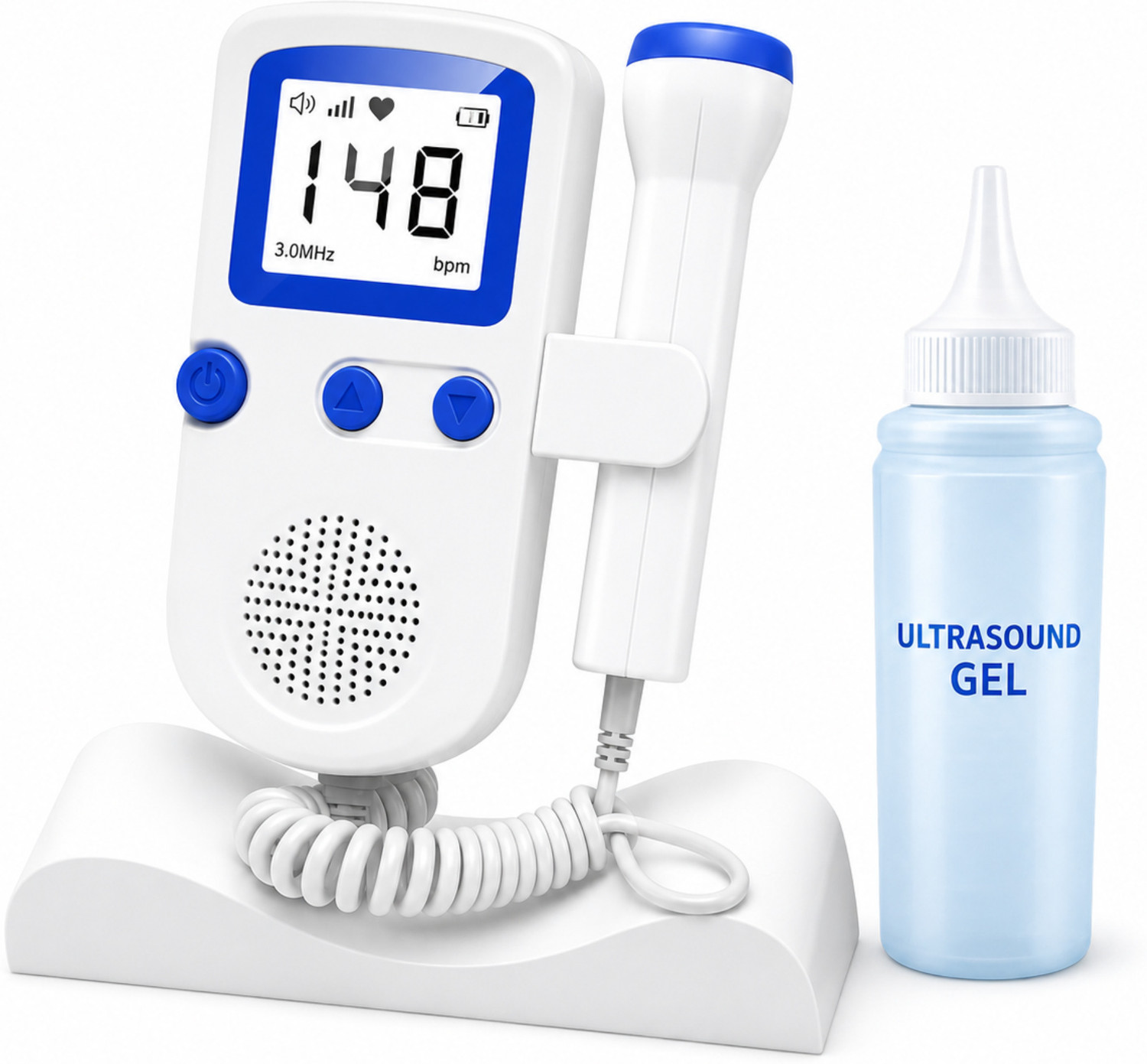 Image of PLEXAL Portable Fetal Doppler Baby Heartbeat Monitor LCD Display Pregnancy Care White Fetal Doppler