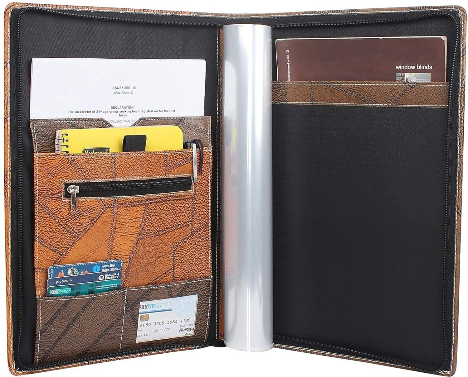 Image of PACKWAGON Faux Leather Document Holder (Set Of 1, Grey Brown)