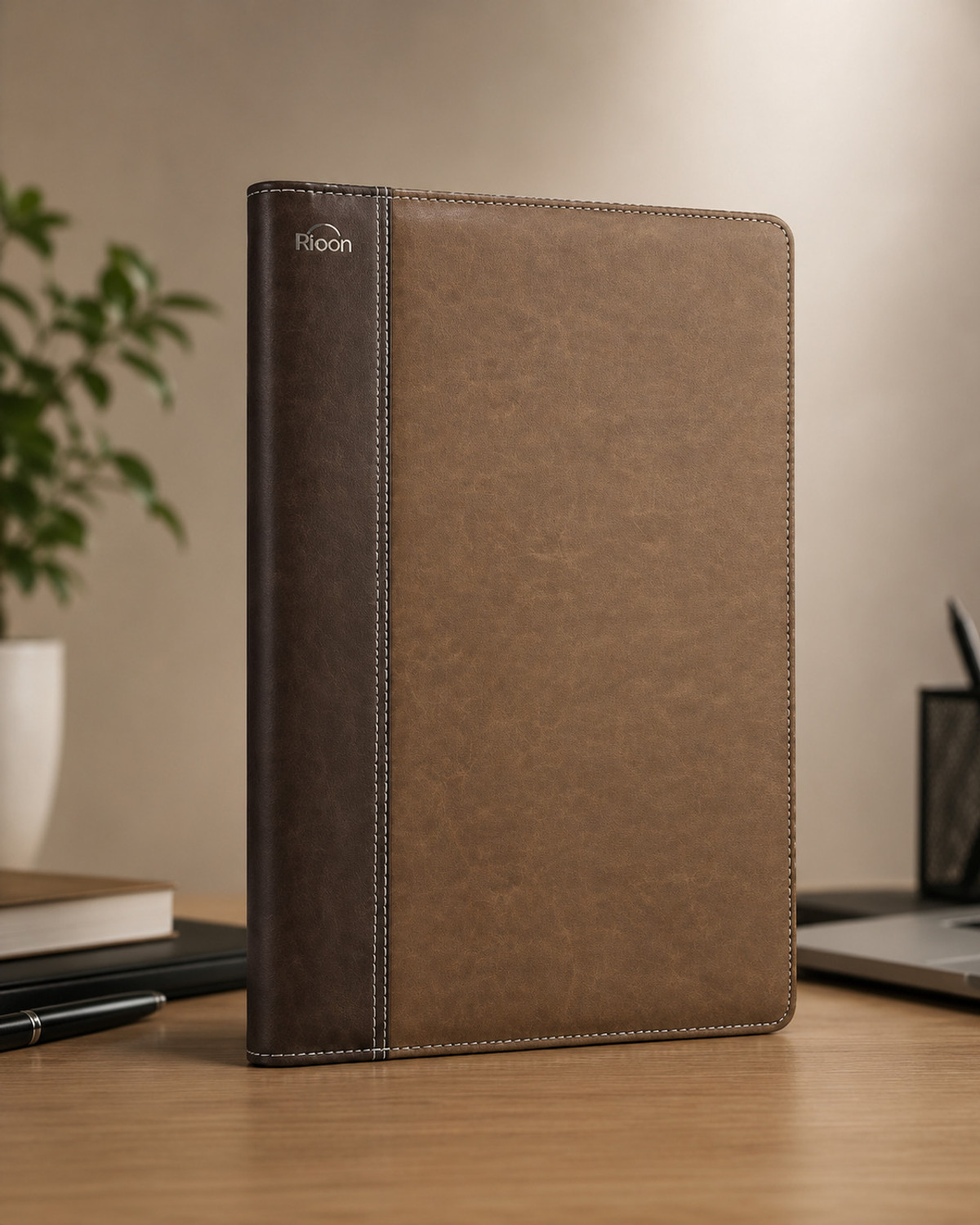 Rioon PU Leather Documents Holder, Brown, Tan - Image 1