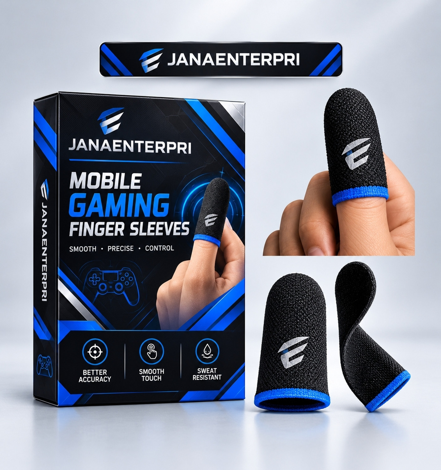 JANAENTERPRI Anti-Slip Gaming Finger Sleeves (Pack of 10) - Image 1