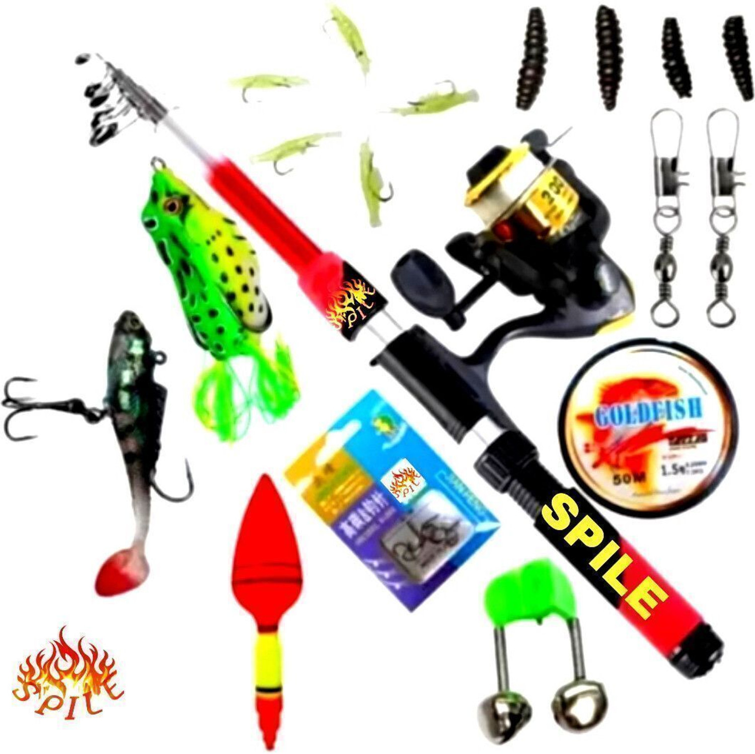 Image of Sikme MasterCast Pro Precision: Elevating Angling Mastery with the Ultimate 7ft Fishing Rod and Reel Combo Set Red Fishing Rod (210 cm, 0.21 kg, Red)