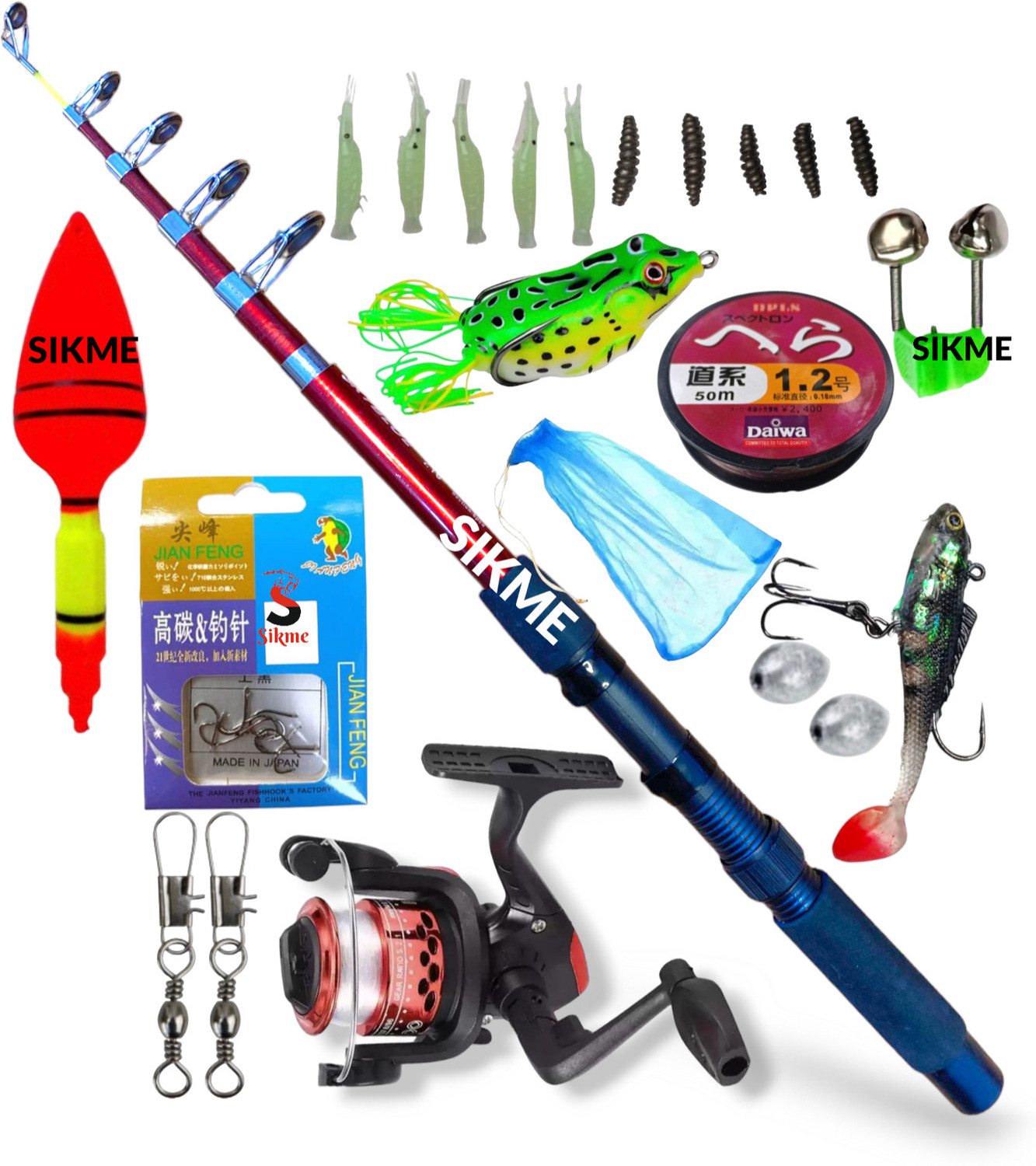 Image of Sikme MasterCast Pro Precision: Elevating Angling Mastery with the Ultimate 7ft Fishing Rod and Reel Combo Set Red Fishing Rod (210 cm, 0.21 kg, Red)