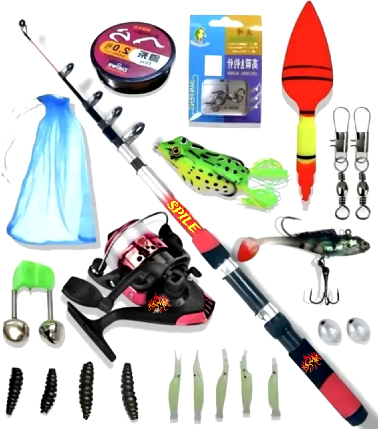 Image of Sikme MasterCast Pro Precision: Elevating Angling Mastery with the Ultimate 7ft Fishing Rod and Reel Combo Set Red Fishing Rod (210 cm, 0.21 kg, Red)