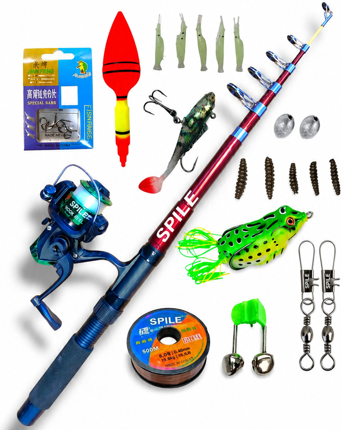 SPILE Fishing Rod Combo Set with Spinning Reel - Image 1