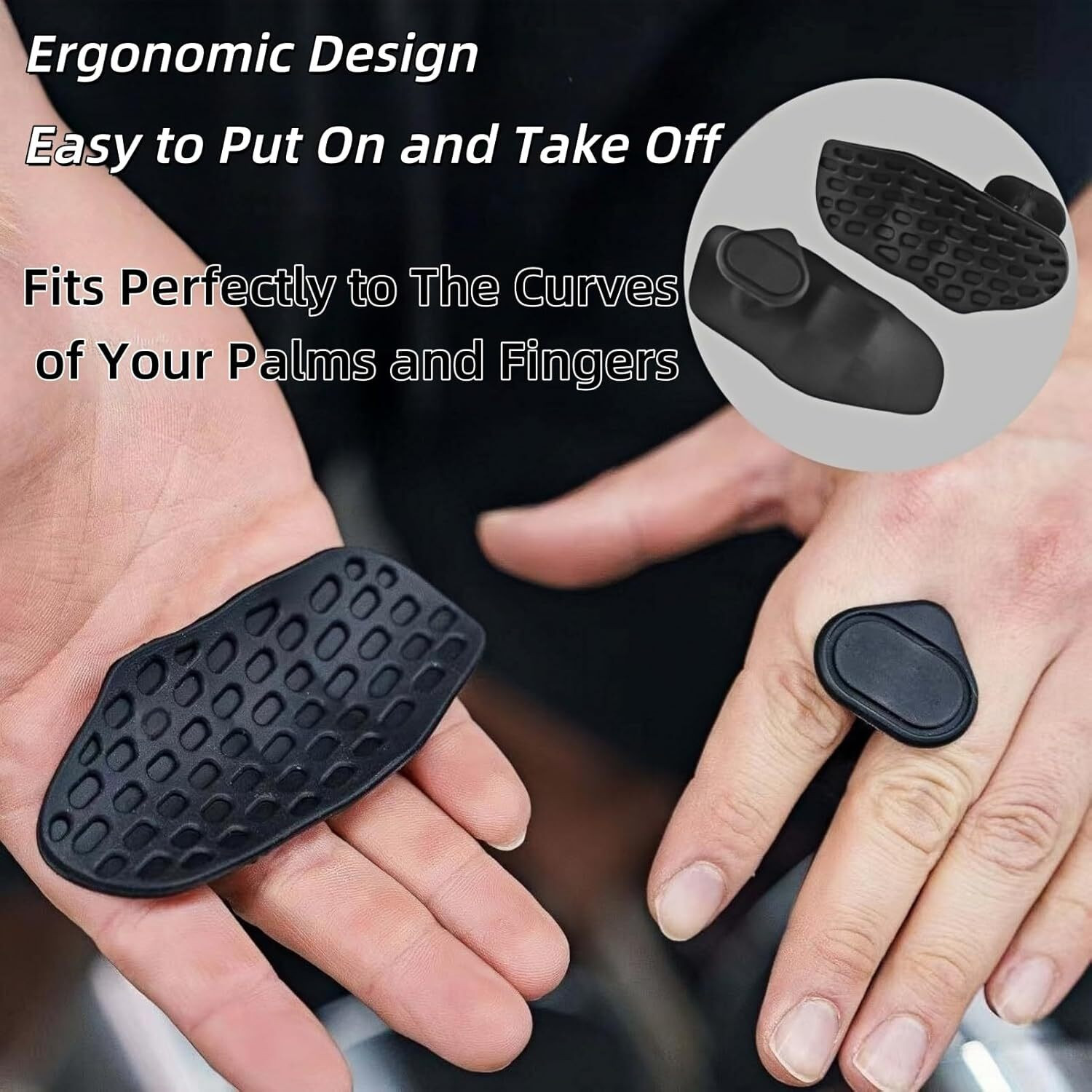 Image of LANLOY Weight Lifting Grips Non Skid Grip Pads for Palm Protection Hand Grip /Fitness Grip (Black)