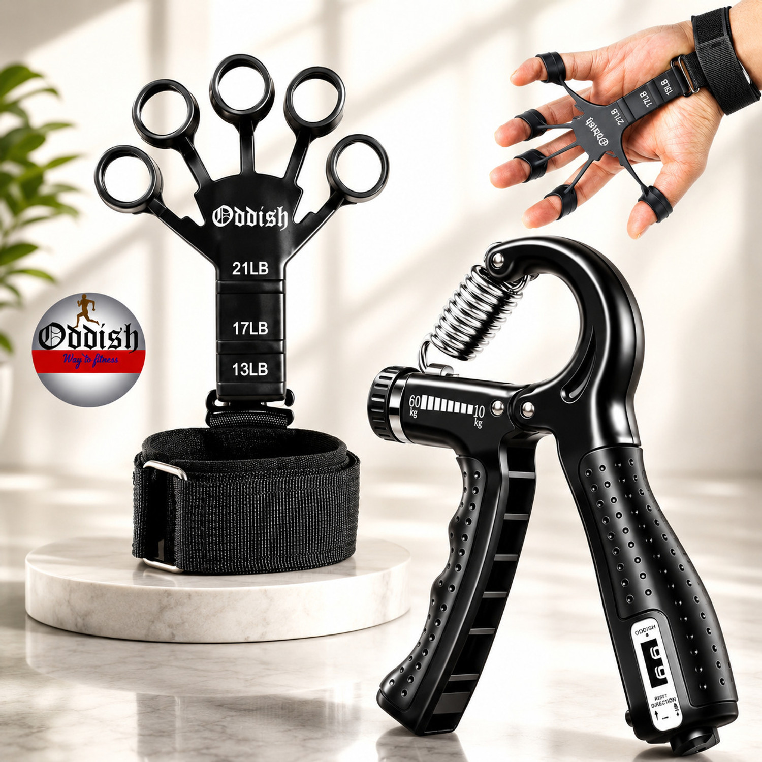 Image of GJSHOP Hand Grip for Arm Excercise, Counter FItness Gripper, 4 Hole Hand Grip Hand Grip /Fitness Grip (Red, Black)