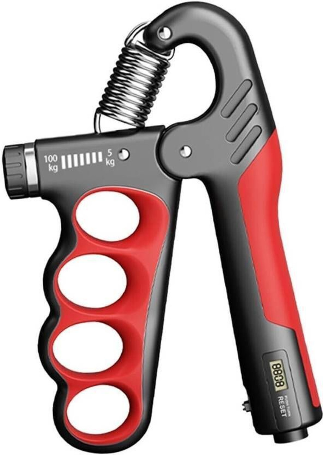 Image of GJSHOP Hand Grip for Arm Excercise, Counter FItness Gripper, 4 Hole Hand Grip Hand Grip /Fitness Grip (Red, Black)