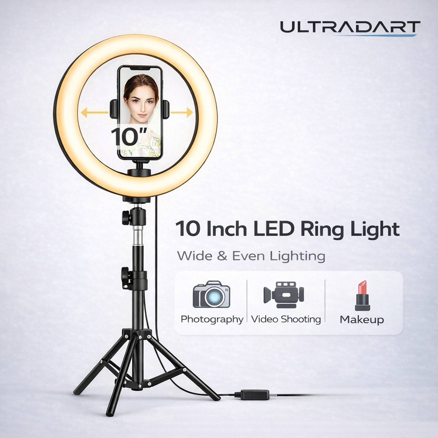 Image of shopbucket 14 Inch LED Ring Light with 7 Ft Stand 3 Mode for Camera Video Ring Flash (White)