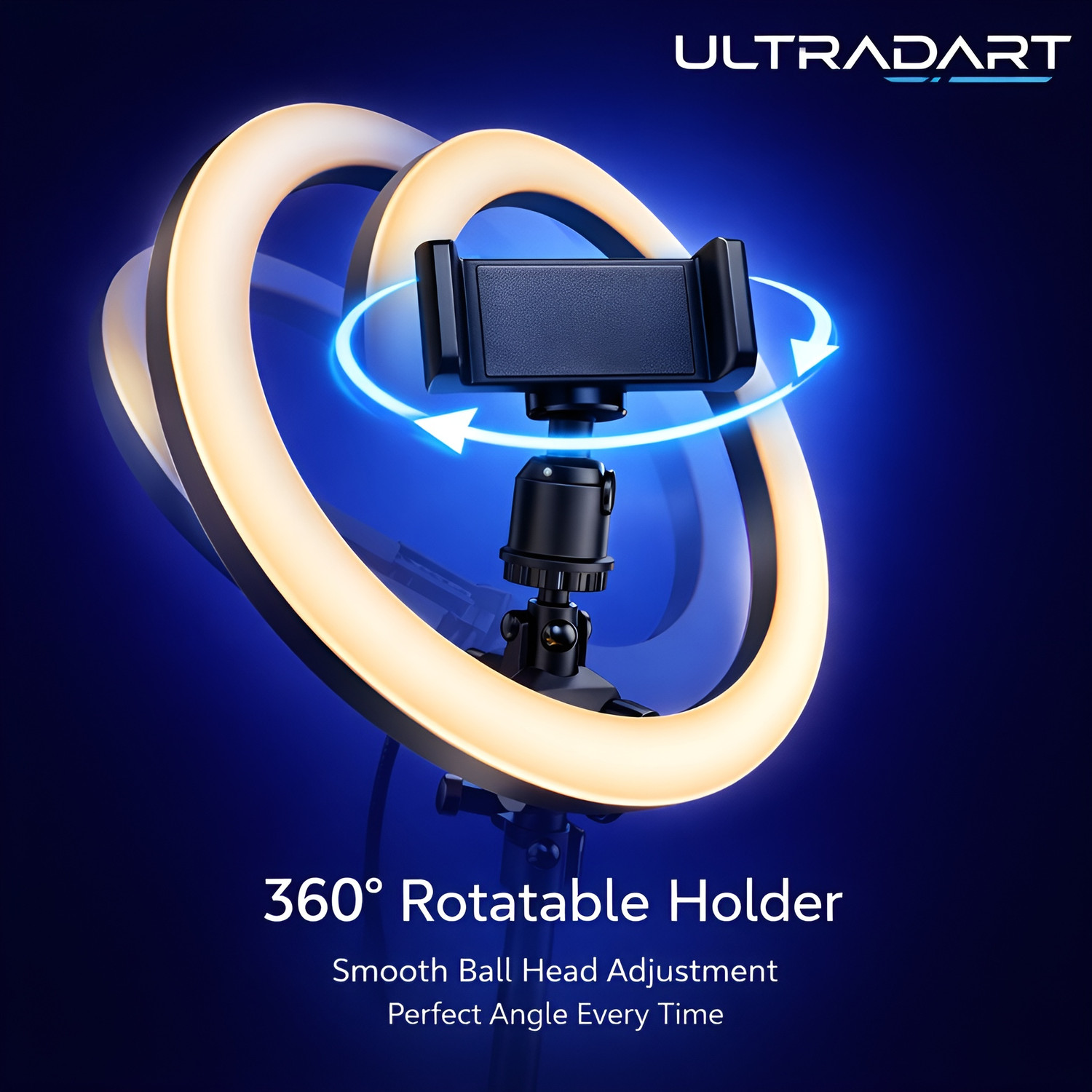 Image of ULTRADART Professional 12 Inch Ring Light with Stand for Reels & Photography Ring Flash (White)