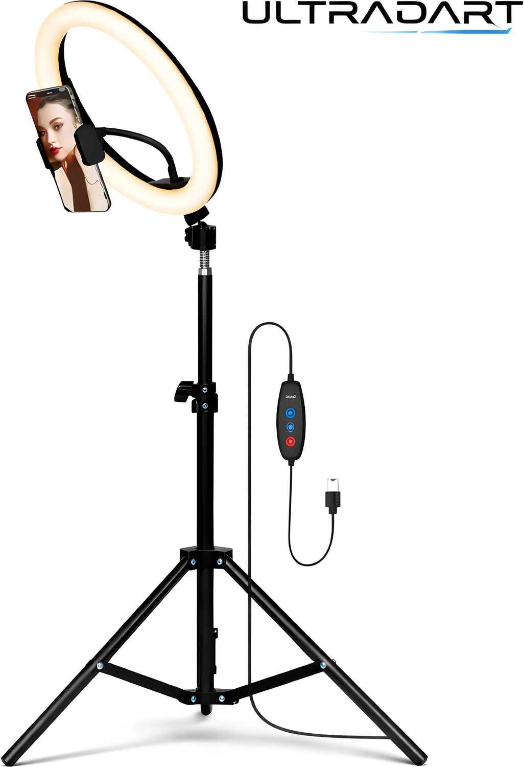 Image of shopbucket 14 Inch LED Ring Light with 7 Ft Stand 3 Mode for Camera Video Ring Flash (White)