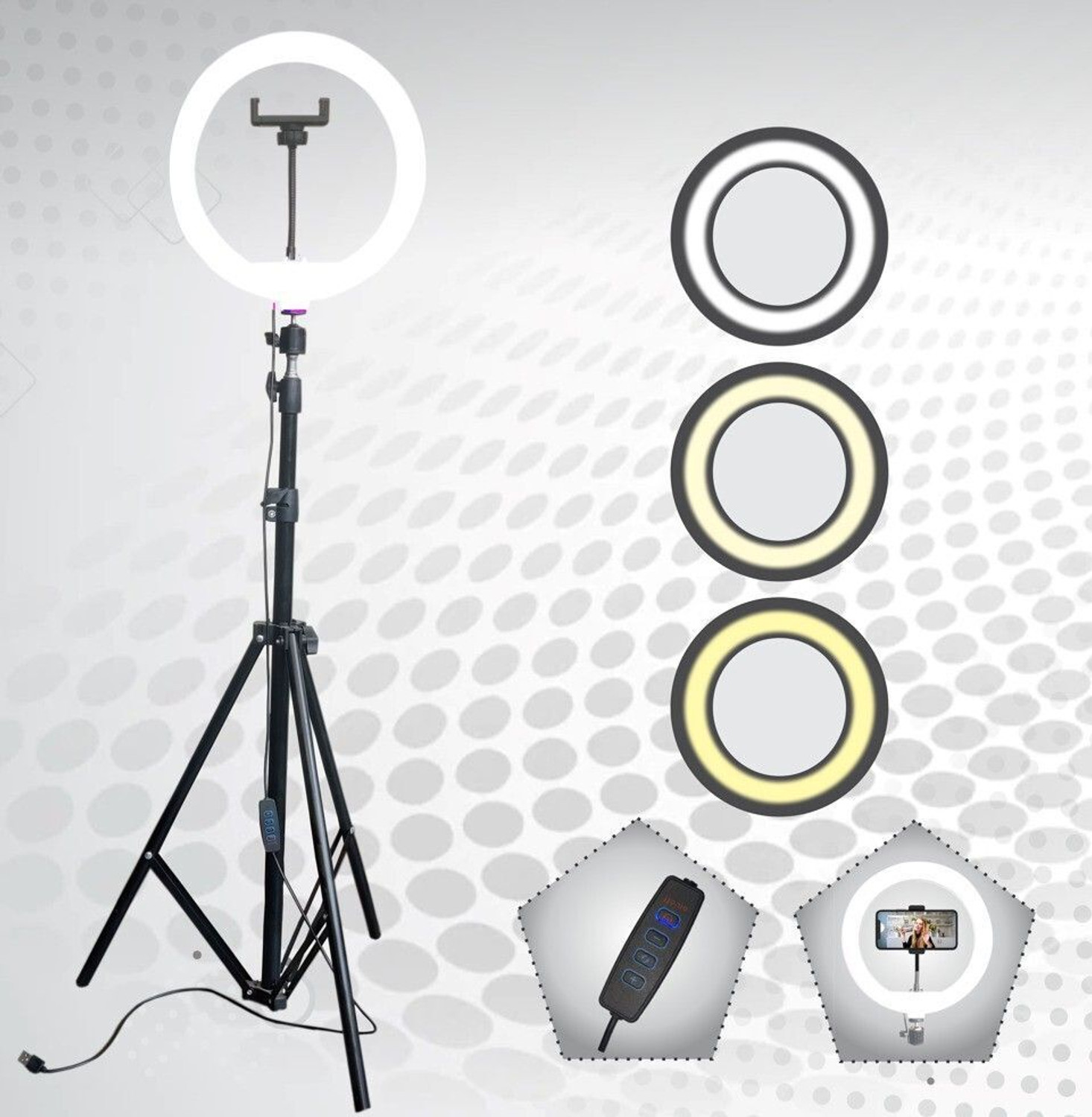 airtech Big Tripod Foldable stand with Light for Making Reels video & photo shoot Ring Flash - airtech : Flipkart.com