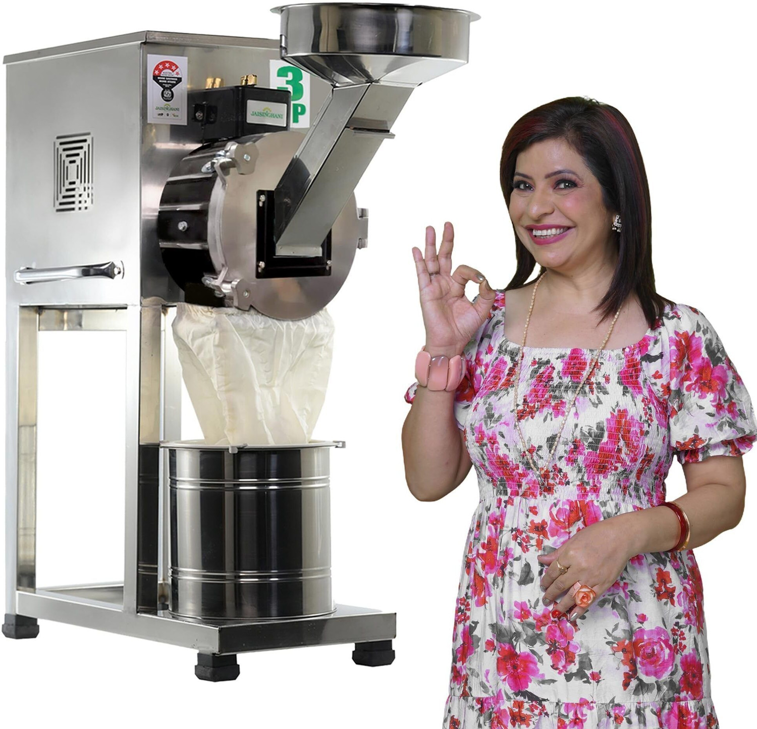 Image of Jaisinghani Group 3HP 2in1 Stainless Steel Pulverizer Machine | Domestic & Commercial Purpose Flourmill