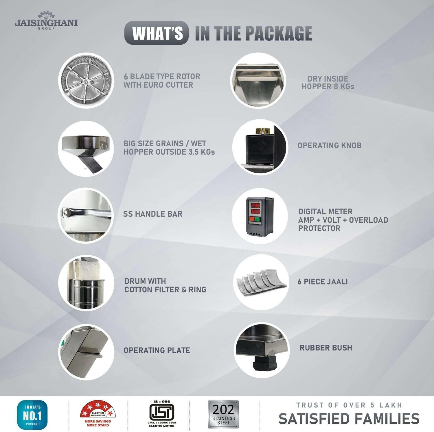 Image of Jaisinghani Group 3HP 2in1 Stainless Steel Pulverizer Machine | Domestic & Commercial Purpose Flourmill