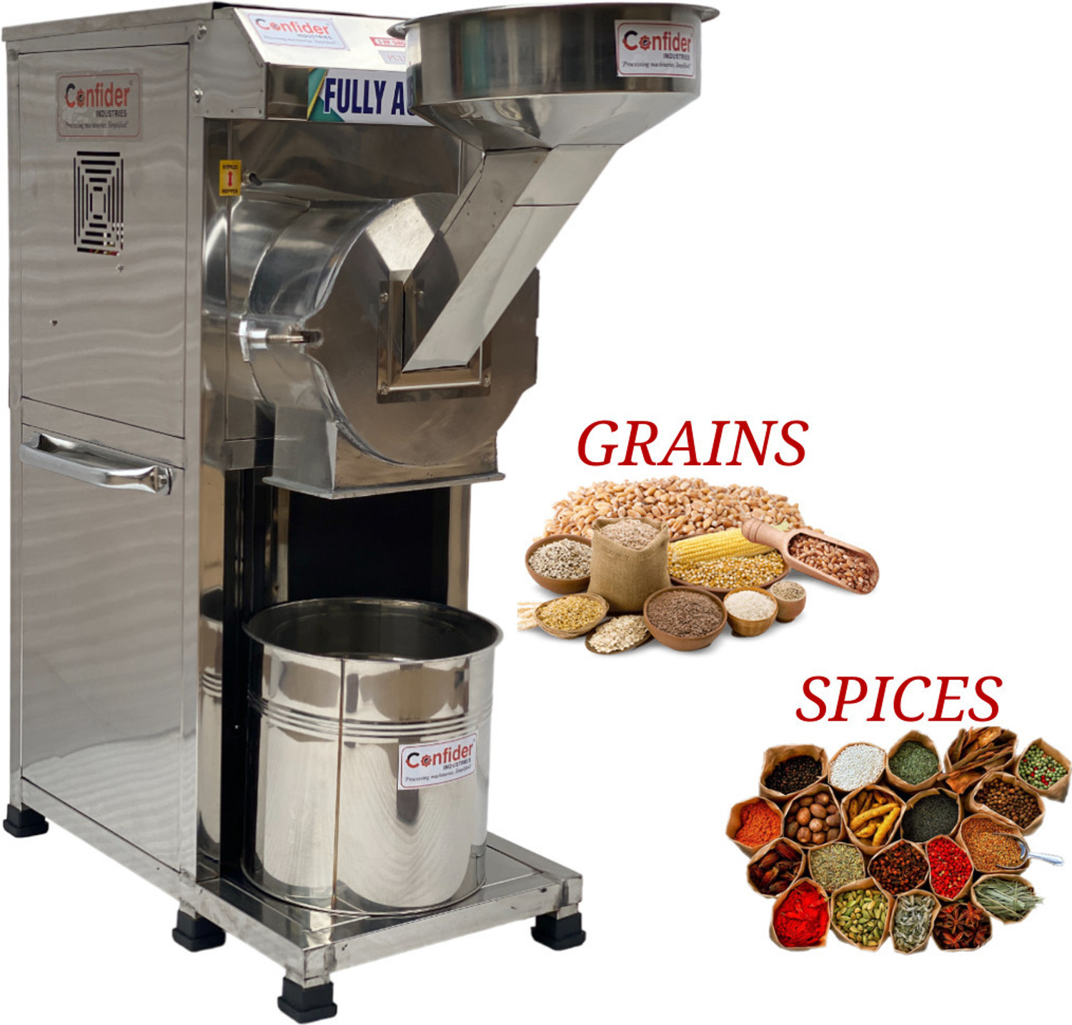 Image of Jaisinghani Group 3HP 2in1 Stainless Steel Pulverizer Machine | Domestic & Commercial Purpose Flourmill