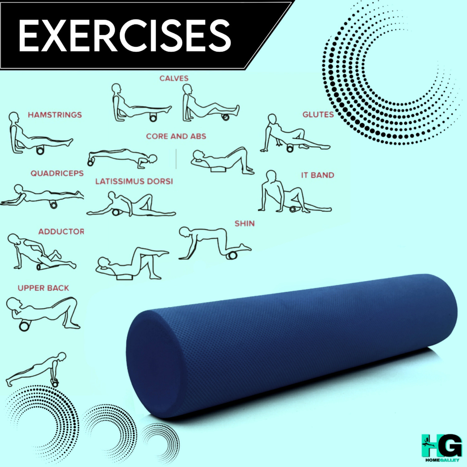 Image of HOMEGALLEY Standard Foam Roller (Length 45 cm)