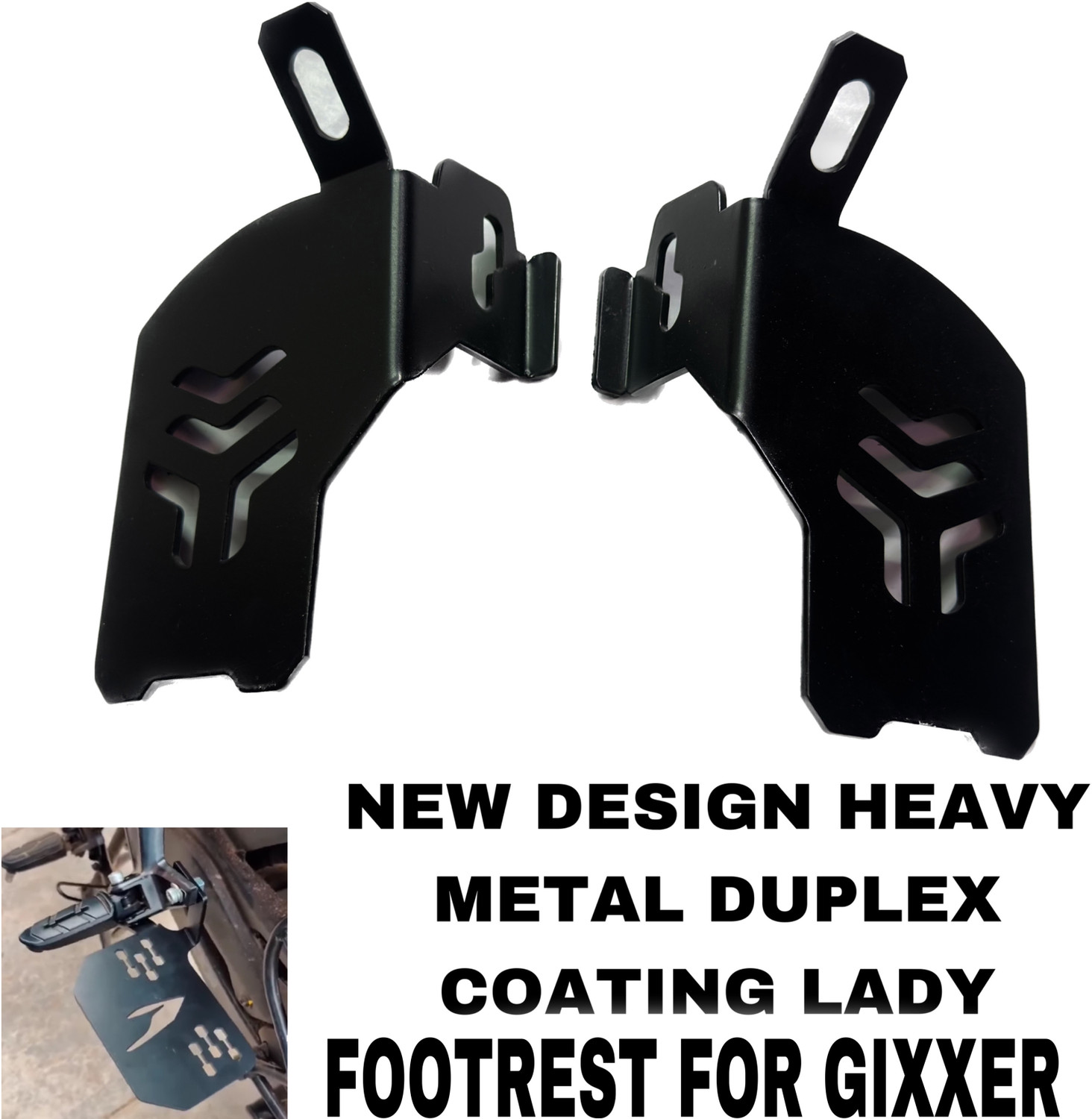 Image of DAZZRIDE Best Quality Lady Mount Dominar 250 /400 Bike Wide Footrest Pillion Left, Right Foot Rest (Black)