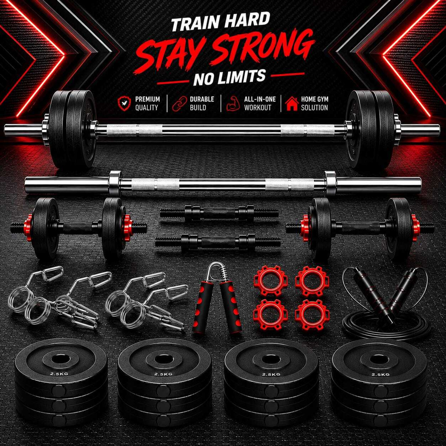 Jai shree shyam ji sports 20 kg dumbell plates set of 20 kg 2.5 - Image 1