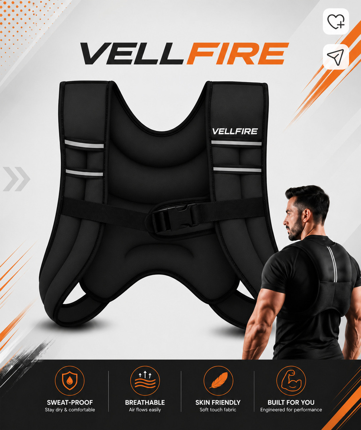Image of VELLFIRE 5kg vest Black Weight Vest (5 kg)