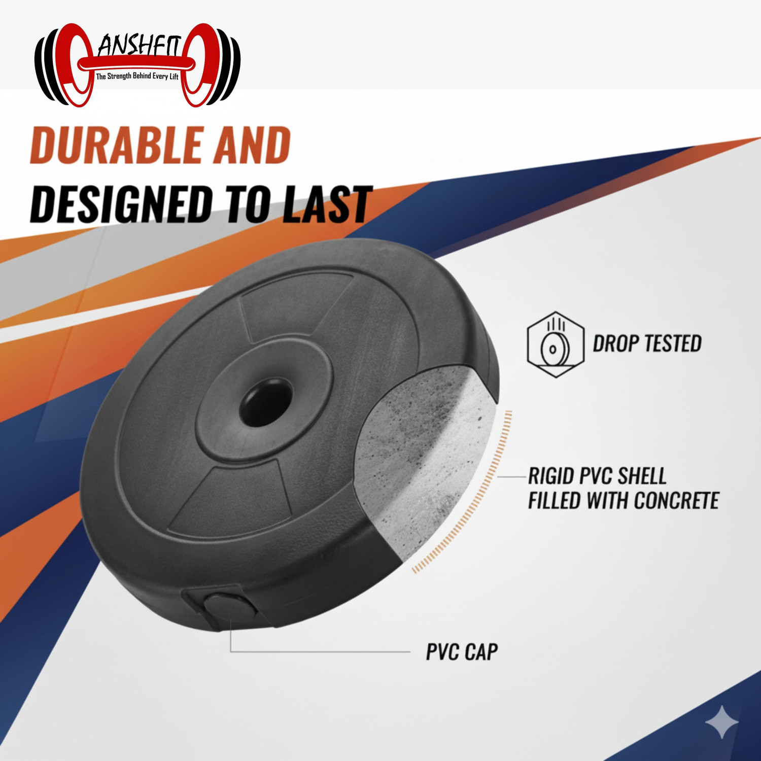 Image of ANSH FIT 0.025 kg 30KG PVC Weight Training Set with Dumbbell Rod Pair & 3ft Straight Bar Home Gym Combo