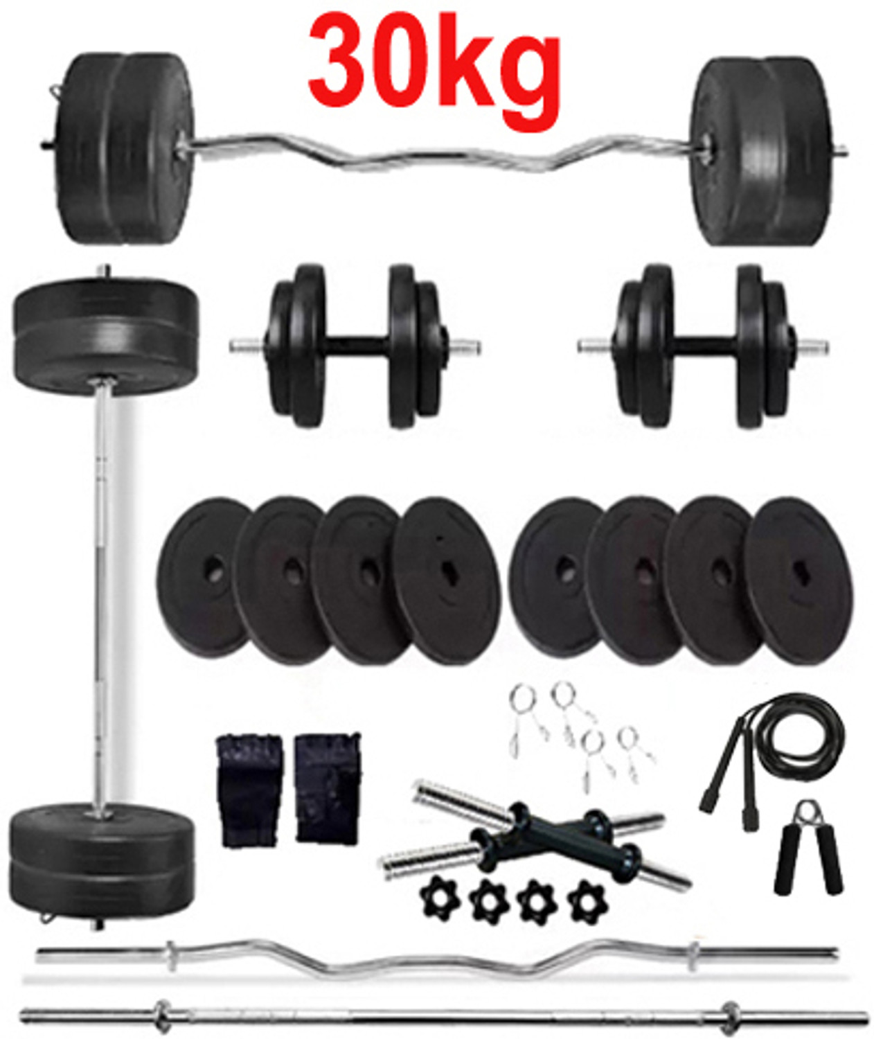 Image of COGNANT 3 kg FITNESS 40kg PVC Dumbbell Set + FITNESS ACCESSORIES - BEST HOME EXERCISE SET Home Gym Combo