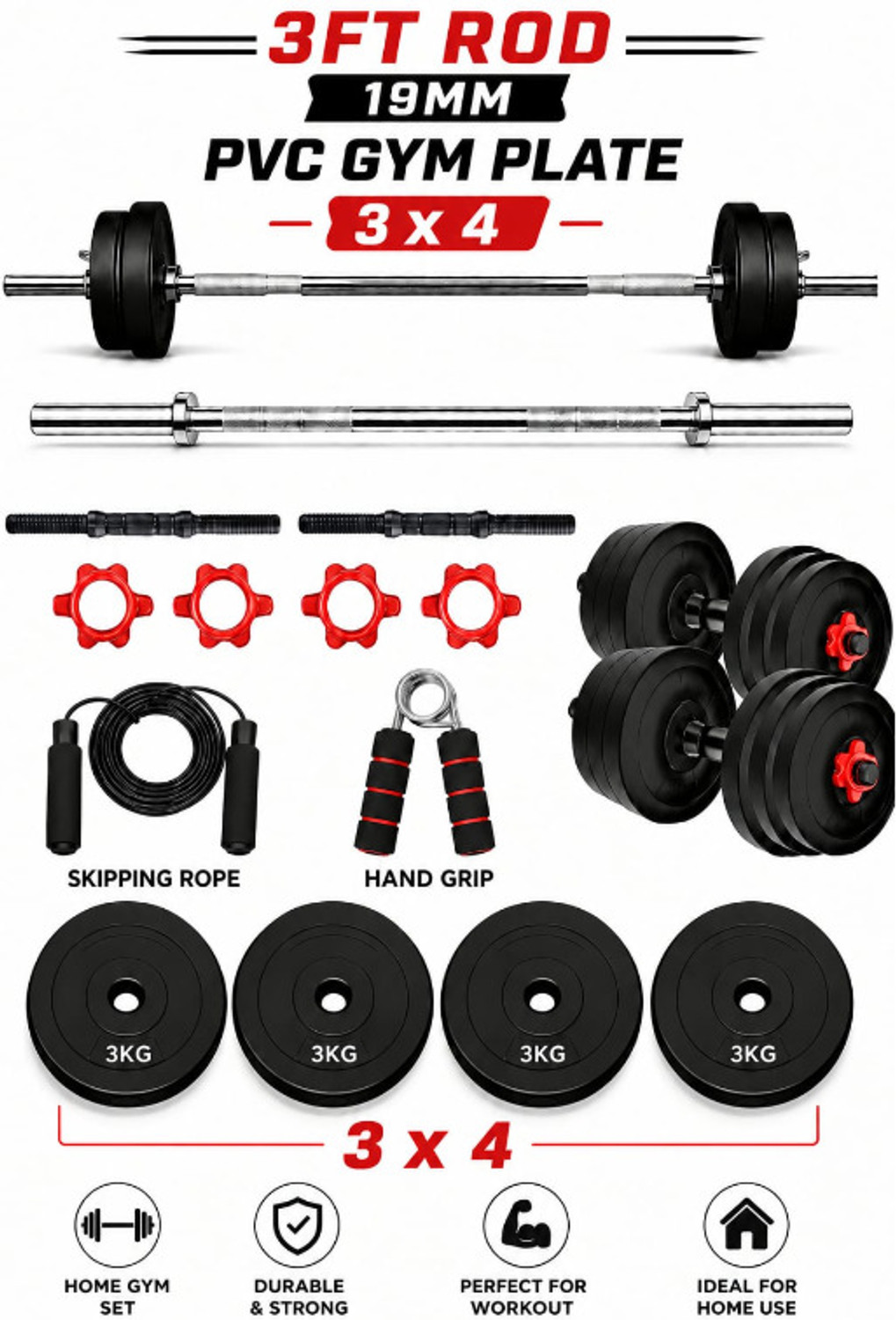 BELLATRIX X 3x4-12kg PVC Gym Plate - Image 1