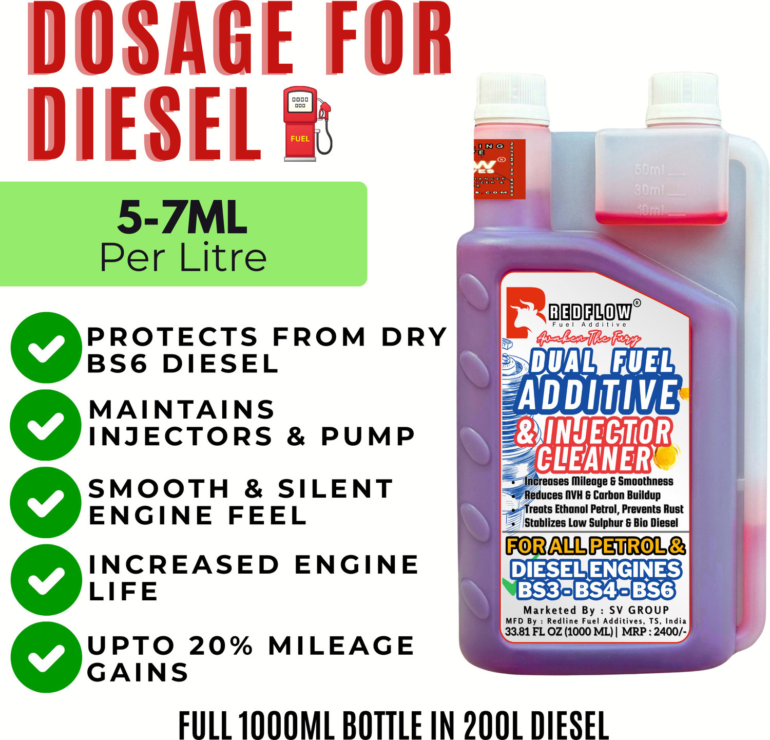 Image of Red Flow Fuel Additives RFA007 Fuel Injector Cleaner (1000 ml)