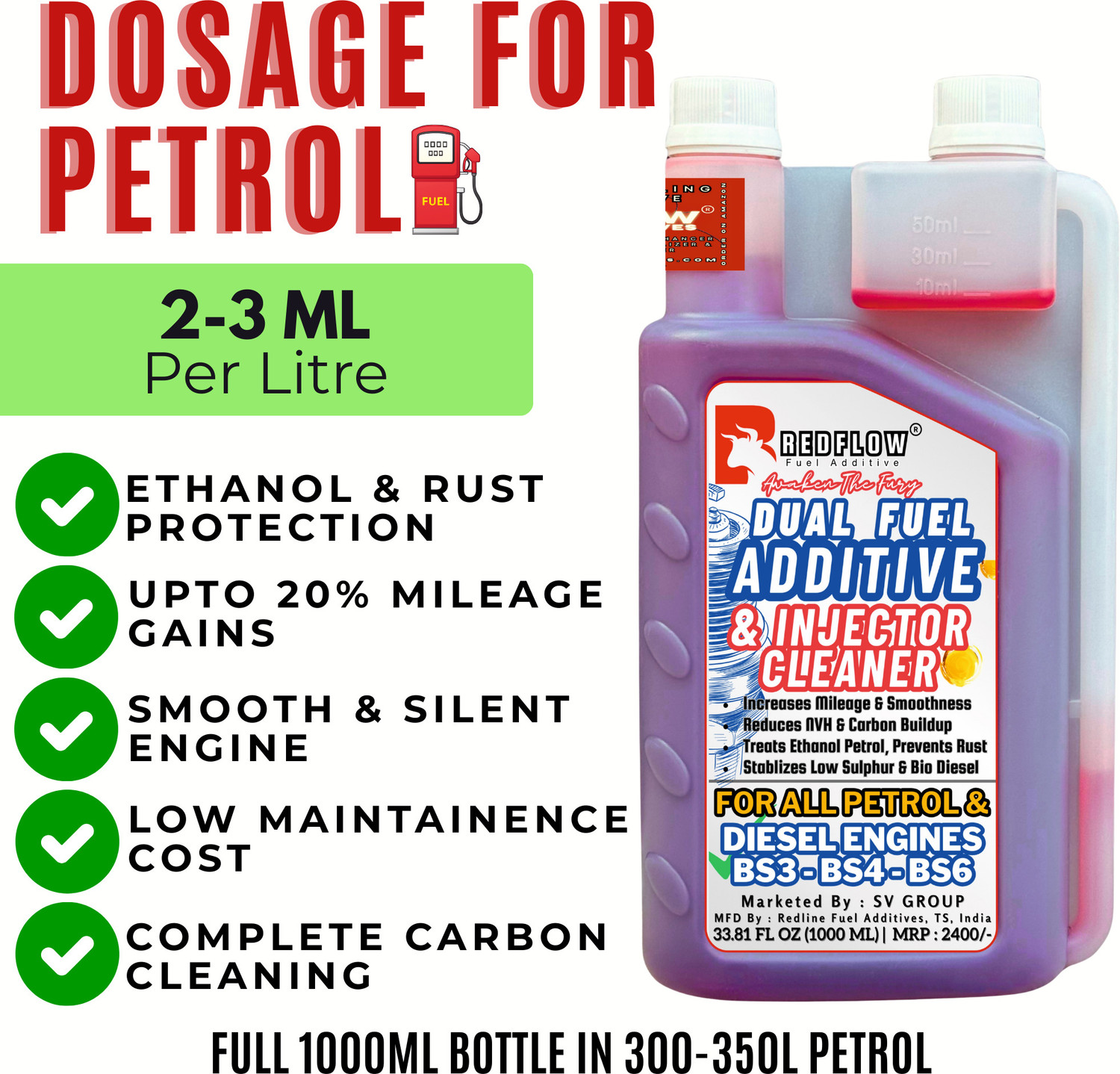 Image of Red Flow Fuel Additives RFA007 Fuel Injector Cleaner (1000 ml)