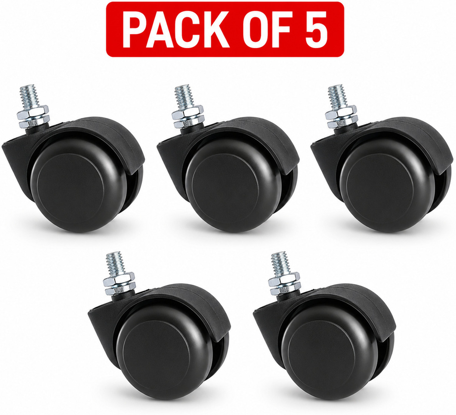 Image of Hepiack 6 Wheel Heavy Duty Revolving 6X Roller for Furniture Industrial Furniture Caster (Pack of5)