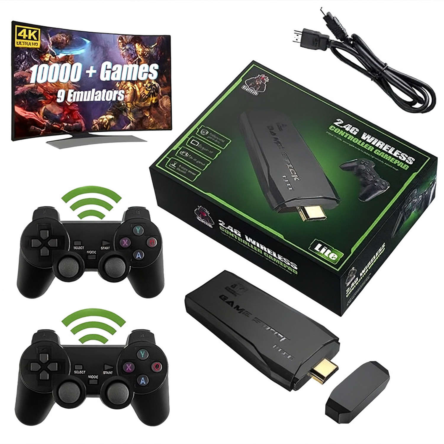 Toyworld 4K Ultra HD TV Video Game Stick 2.4 G USB Gamepad (Black, For PC) - Image 1