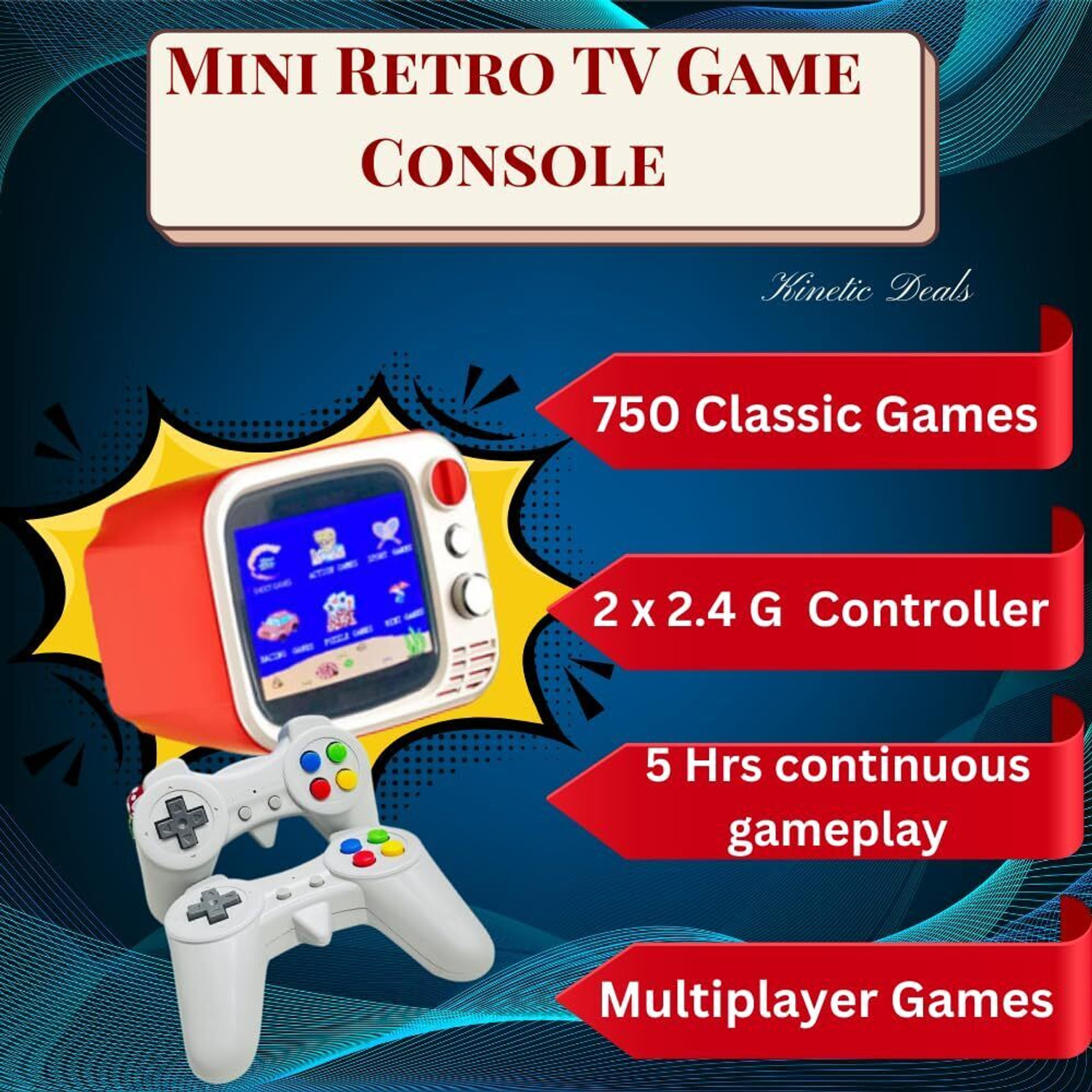 Image of SHAILRON Video Game Console 740 Games, 3.5 inch Screen Wireless Controllers 2 Players Gamepad (Multicolor, For Android)