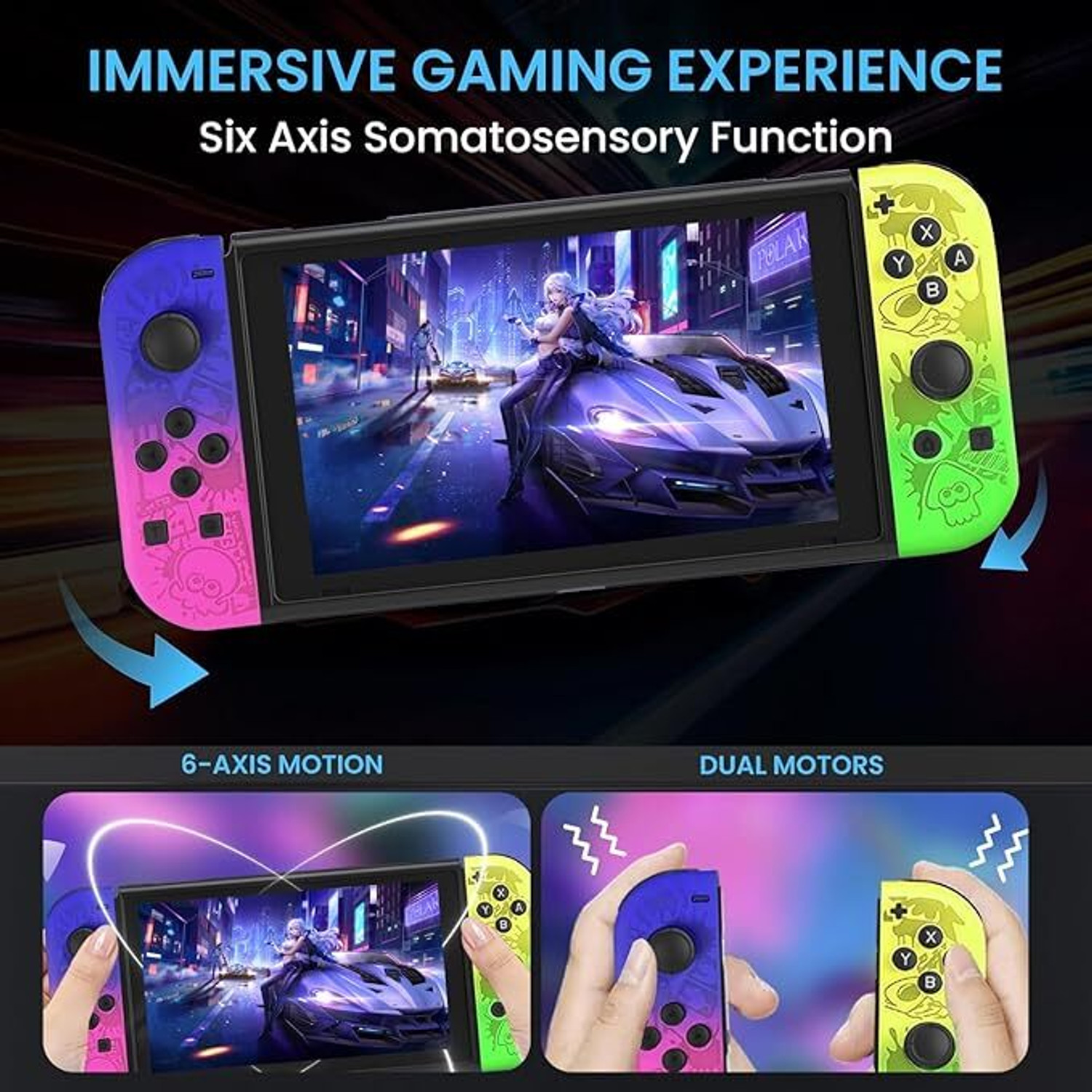 Image of Tobo RGB LED Joy Con Controller for Nitendo Switch Compatible with Switch TD-1333GA Bluetooth Gamepad (Multicolor, For Xbox One, Switch)