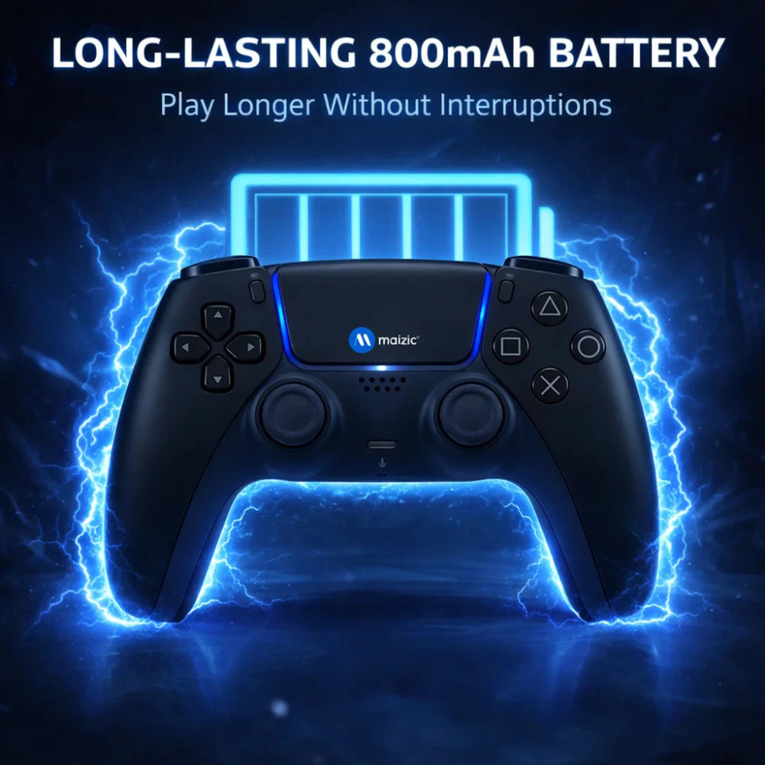 Image of Maizic Smarthome PlayX Black P4 Wireless Game Controller Dual /Asymmetric Motor, 800mah Battery Bluetooth Gamepad (Black, For Android, PS4, PC)