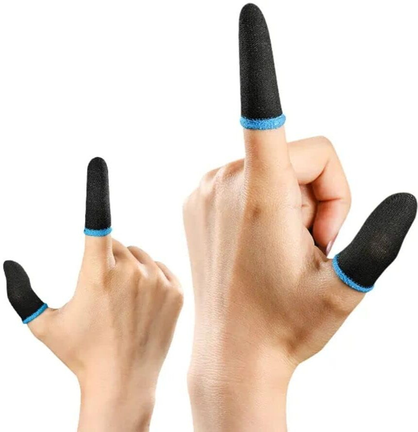 Image of Winsumm 3 Pcs Mobile Gaming Finger Sleeves with Storage Pouch Gaming Accessory Kit (Black, Anti&Sweat Slip Thumb, Breathable, Gloves, For PUBG&BGMI&Free Fire&COD Mobile, For Android, iOS)